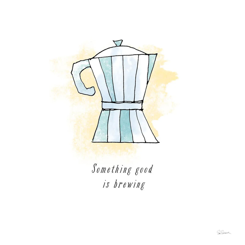 Good Brew I Black Text by Sue Schlabach. SKU 56994a. Archival Giclee Fine art print for wall decor.