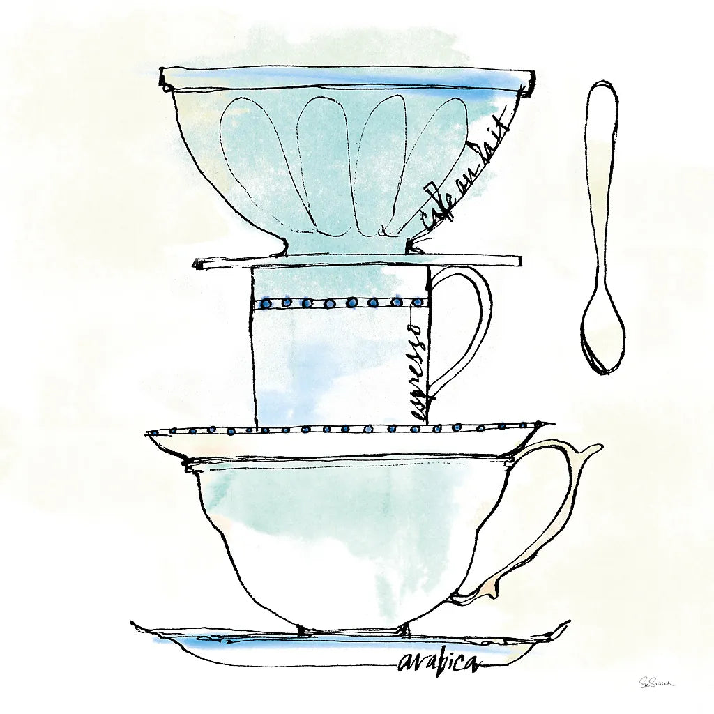 Good Brew V by Sue Schlabach. SKU 25047a. Archival Giclee Fine art print for wall decor.