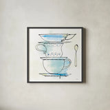Good Brew VI by Sue Schlabach. Shown in a sleek black glass frame for a contemporary gallery look. Available as an archival giclee rolled canvas, fine art paper, or poster print. SKU 25048a.
