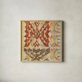 Grasslands Tapestry Red by Sue Schlabach. Shown in a natural wood glass frame for a timeless modern aesthetic. Available as an archival giclee rolled canvas, fine art paper, or poster print. SKU 44594a.