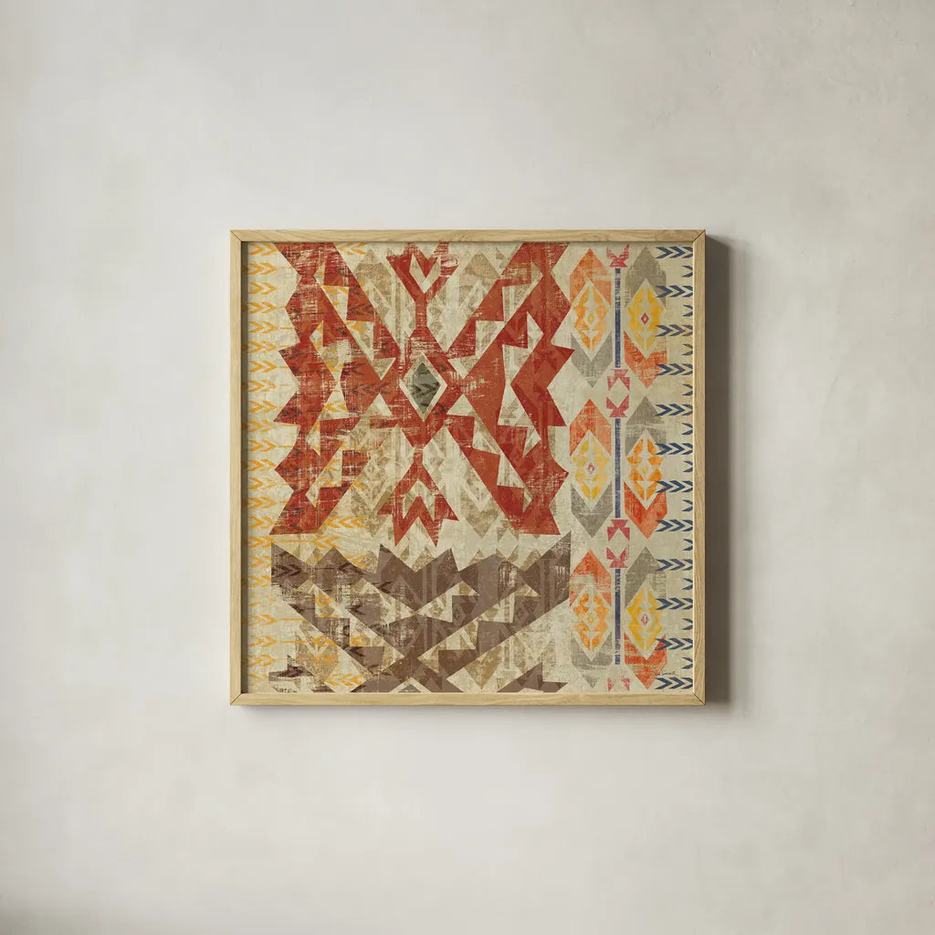 Grasslands Tapestry Red by Sue Schlabach. Shown in a natural wood glass frame for a timeless modern aesthetic. Available as an archival giclee rolled canvas, fine art paper, or poster print. SKU 44594a.