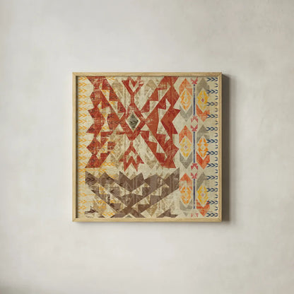 Grasslands Tapestry Red by Sue Schlabach. Shown in a natural wood glass frame for a timeless modern aesthetic. Available as an archival giclee rolled canvas, fine art paper, or poster print. SKU 44594a.