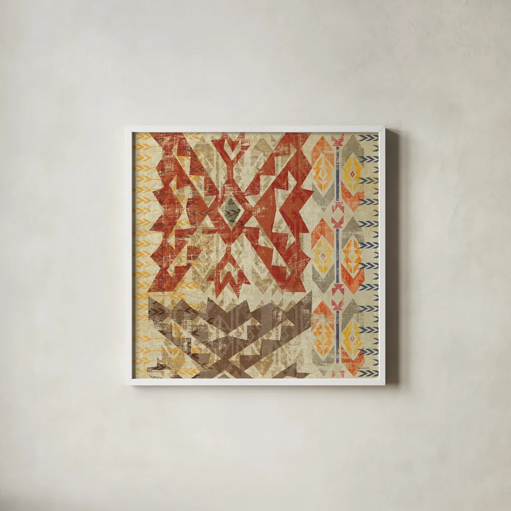 Grasslands Tapestry Red by Sue Schlabach. Shown in a crisp white glass frame for a clean and minimalist style. Available as an archival giclee rolled canvas, fine art paper, or poster print. SKU 44594a.