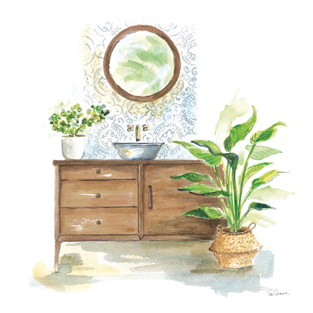 Greenery Bath Wood I by Sue Schlabach. SKU 62385a. Archival Giclee Fine art print for wall decor.