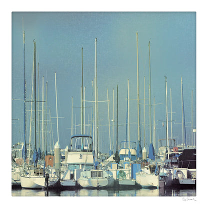 Harbor Boats Blue Sky by Sue Schlabach. SKU 23865a. Archival Giclee Fine art print for wall decor.