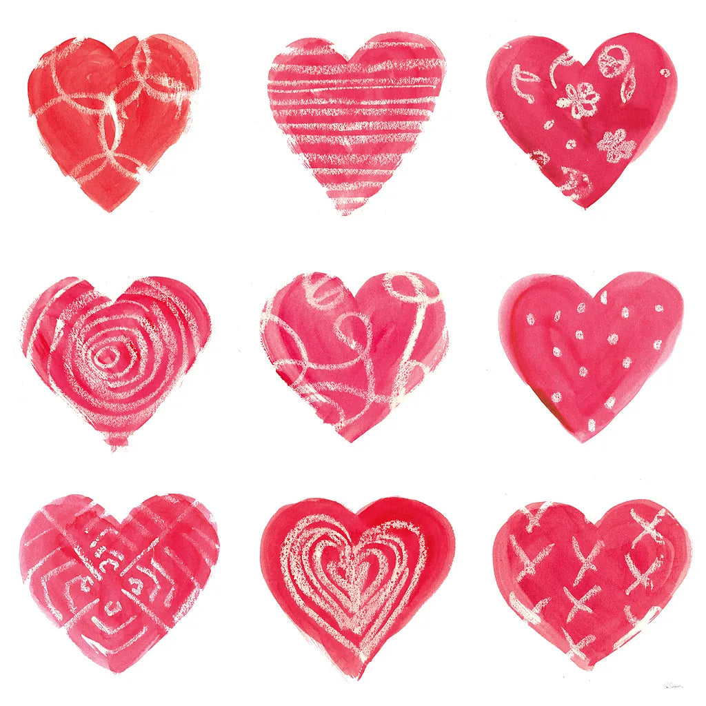 Hearts and More Hearts I by Sue Schlabach. SKU 49988a. Archival Giclee Fine art print for wall decor.