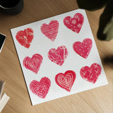 Hearts and More Hearts I by Sue Schlabach. Shown as a detailed flat fine art print, highlighting archival giclee quality. Available as an archival giclee rolled canvas, fine art paper, or poster print. SKU 49988a.