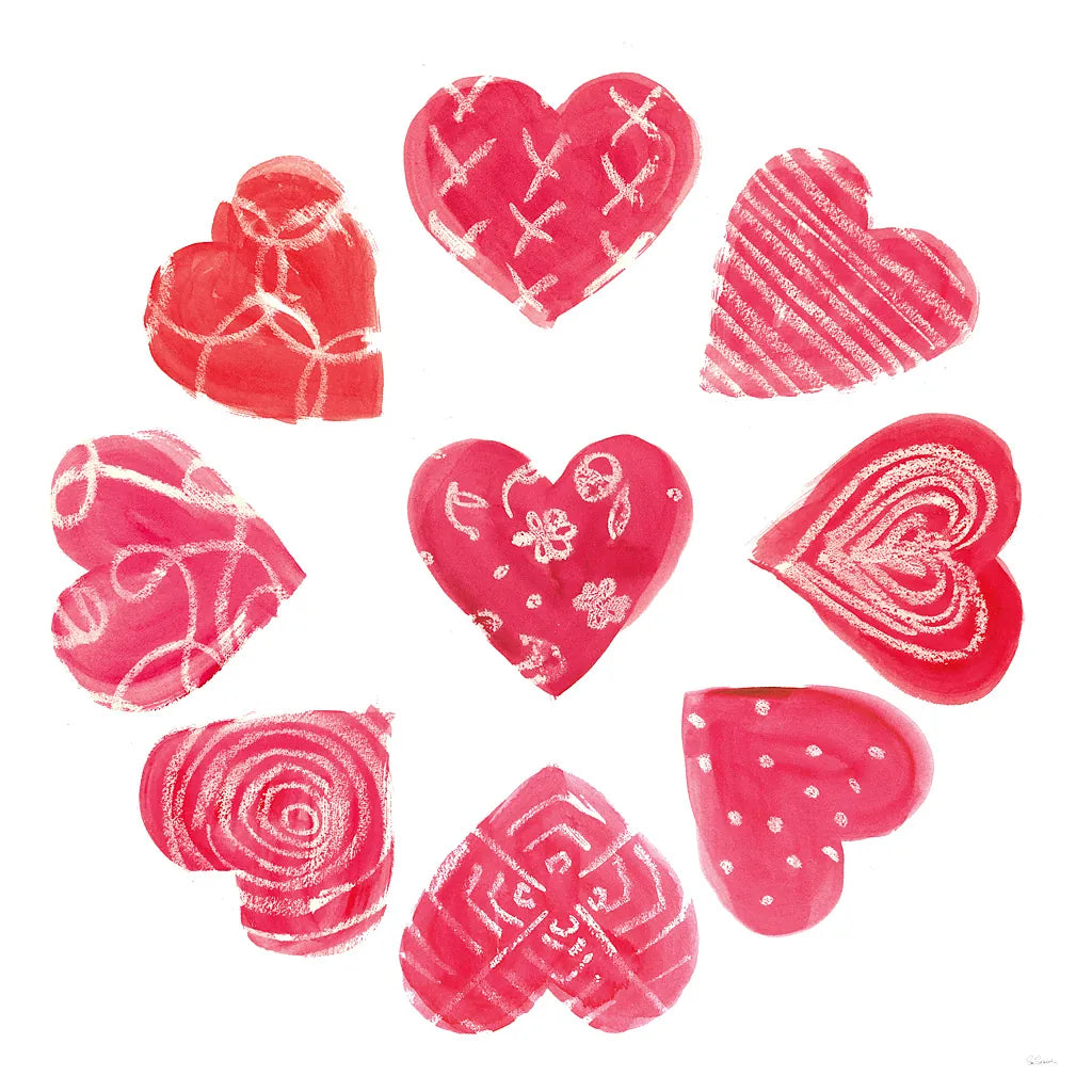 Hearts and More Hearts II by Sue Schlabach. SKU 49989a. Archival Giclee Fine art print for wall decor.