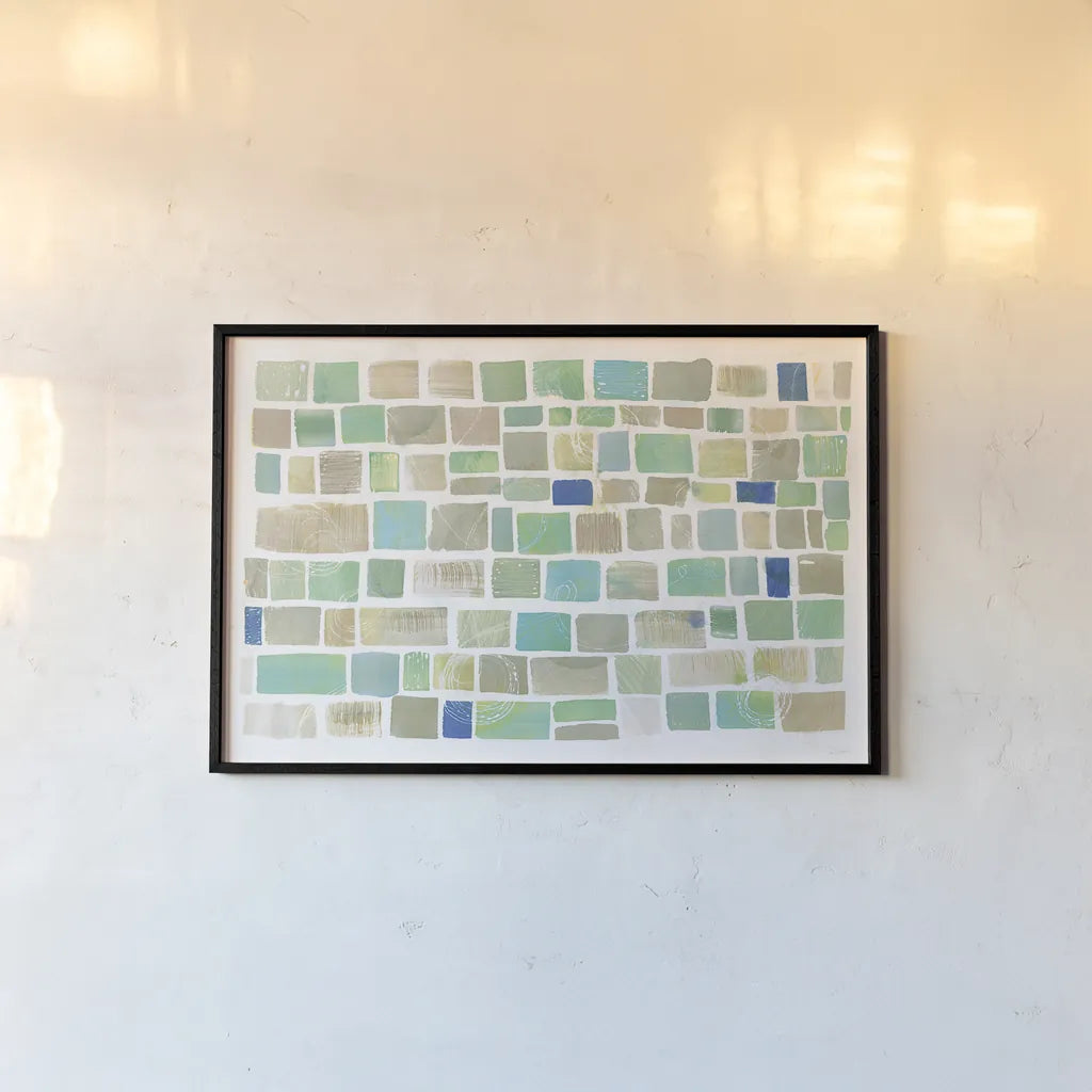 High Windows I Blue by Sue Schlabach. shown as a paper print in a black flame. Available as a archival giclee rolled canvas, fine art paper, or poster print. SKU 28792i.