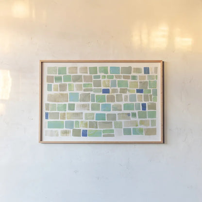 High Windows I Blue by Sue Schlabach. shown as a paper print in a natural frame. Available as a archival giclee rolled canvas, fine art paper, or poster print. SKU 28792i.