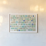 High Windows I Blue by Sue Schlabach. shown as a paper print in a white frame. Available as a archival giclee rolled canvas, fine art paper, or poster print. SKU 28792i.