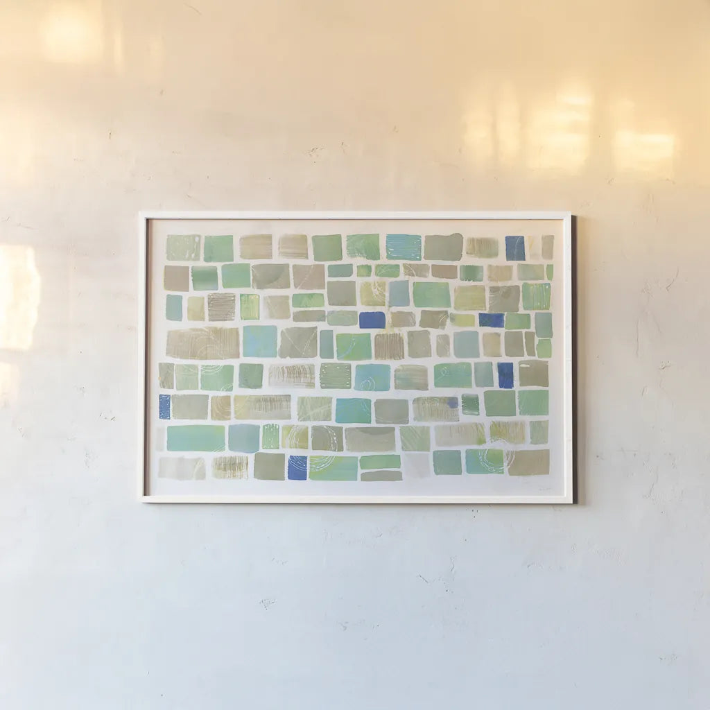 High Windows I Blue by Sue Schlabach. shown as a paper print in a white frame. Available as a archival giclee rolled canvas, fine art paper, or poster print. SKU 28792i.