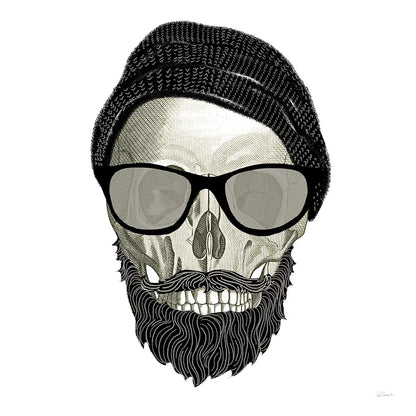Hipster Skull II by Sue Schlabach. SKU 33575a. Archival Giclee Fine art print for wall decor.