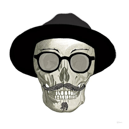 Hipster Skull III by Sue Schlabach. SKU 33576a. Archival Giclee Fine art print for wall decor.