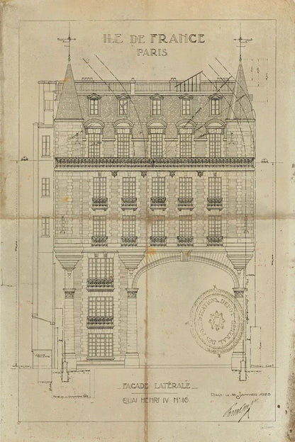 Ile de Paris Quai Henri II v2 by Sue Schlabach. SKU 44866h. Archival Giclee Fine art print for wall decor.