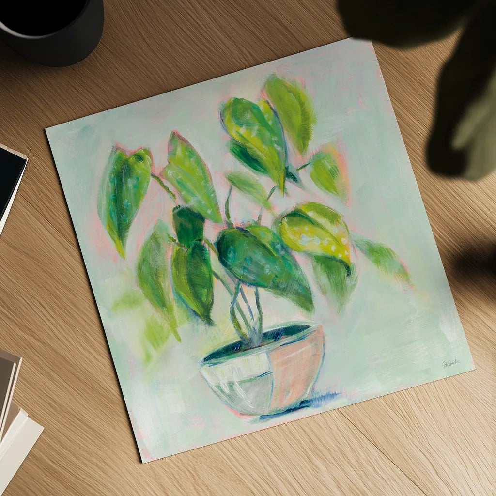 Indoor Happiness by Sue Schlabach. Shown as a detailed flat fine art print, highlighting archival giclee quality. Available as an archival giclee rolled canvas, fine art paper, or poster print. SKU 54541a.