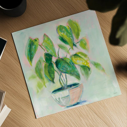 Indoor Happiness by Sue Schlabach. Shown as a detailed flat fine art print, highlighting archival giclee quality. Available as an archival giclee rolled canvas, fine art paper, or poster print. SKU 54541a.