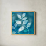 Ink Leaves II by Sue Schlabach. Shown in a natural wood glass frame for a timeless modern aesthetic. Available as an archival giclee rolled canvas, fine art paper, or poster print. SKU 32440a.