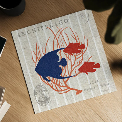 Island Findings IV Fish by Sue Schlabach. Shown as a detailed flat fine art print, highlighting archival giclee quality. Available as an archival giclee rolled canvas, fine art paper, or poster print. SKU 15101a.