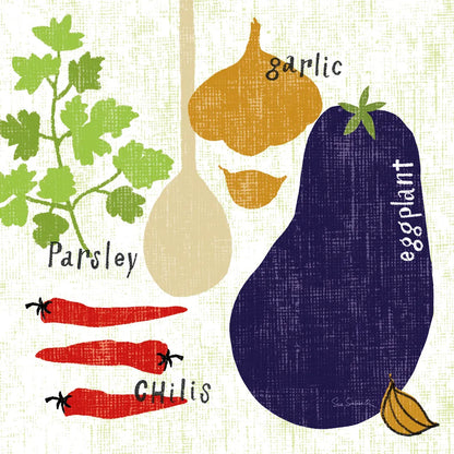 Italiano Eggplant by Sue Schlabach. SKU 44687a. Archival Giclee Fine art print for wall decor.