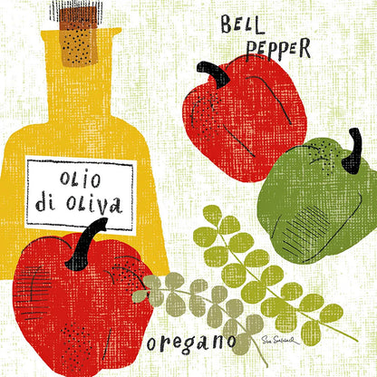 Italiano Peppers by Sue Schlabach. SKU 44689a. Archival Giclee Fine art print for wall decor.