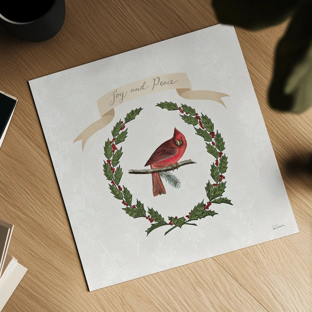 Joyful Tidings VII by Sue Schlabach. Shown as a detailed flat fine art print, highlighting archival giclee quality. Available as an archival giclee rolled canvas, fine art paper, or poster print. SKU 33832a.