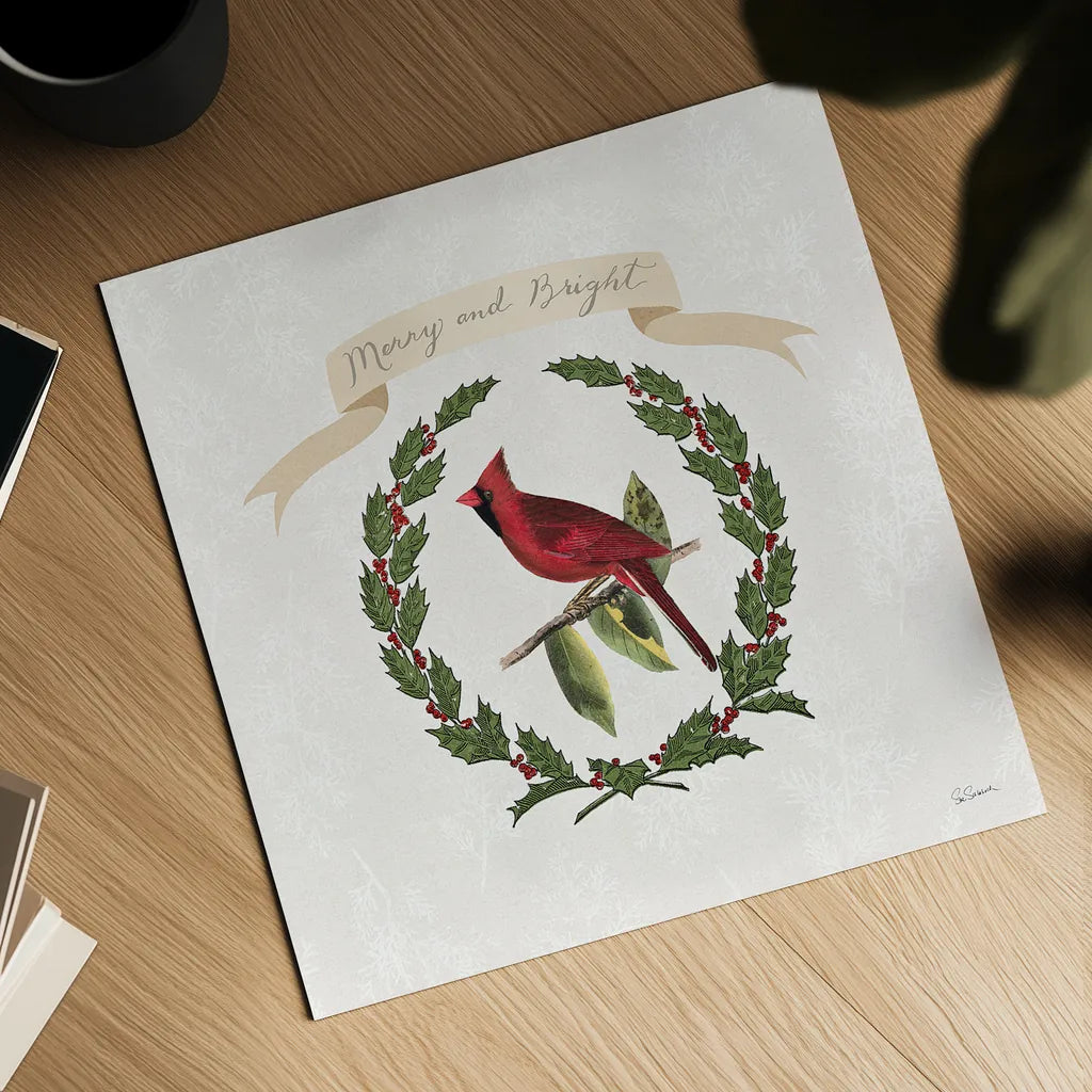 Joyful Tidings VIII by Sue Schlabach. Shown as a detailed flat fine art print, highlighting archival giclee quality. Available as an archival giclee rolled canvas, fine art paper, or poster print. SKU 33833a.