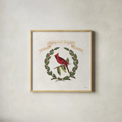 Joyful Tidings VIII by Sue Schlabach. Shown in a natural wood glass frame for a timeless modern aesthetic. Available as an archival giclee rolled canvas, fine art paper, or poster print. SKU 33833a.