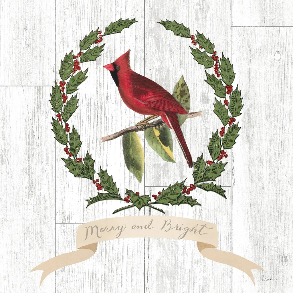 Joyful Tidings VIII on Distressed Wood by Sue Schlabach. SKU 35662a. Archival Giclee Fine art print for wall decor.