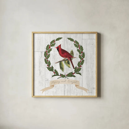 Joyful Tidings VIII on Distressed Wood by Sue Schlabach. Shown in a natural wood glass frame for a timeless modern aesthetic. Available as an archival giclee rolled canvas, fine art paper, or poster print. SKU 35662a.