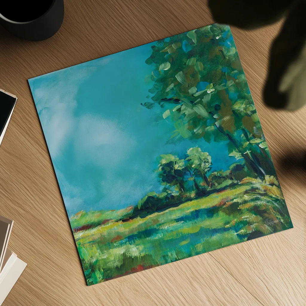 July Meadow by Sue Schlabach. Shown as a detailed flat fine art print, highlighting archival giclee quality. Available as an archival giclee rolled canvas, fine art paper, or poster print. SKU 74876a.