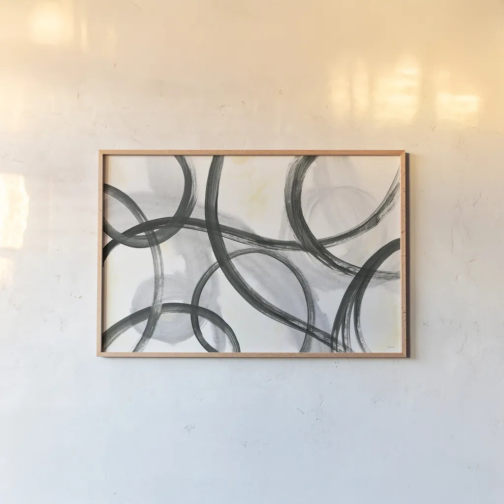 Junctions by Sue Schlabach. shown as a paper print in a natural frame. Available as a archival giclee rolled canvas, fine art paper, or poster print. SKU 30540i.
