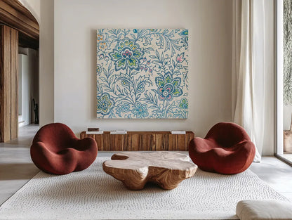 Kala II by Sue Schlabach. Shown as extra-large giant wall art in a modern living room. Available as an archival giclee rolled canvas, fine art paper, or poster print. SKU 31528a.