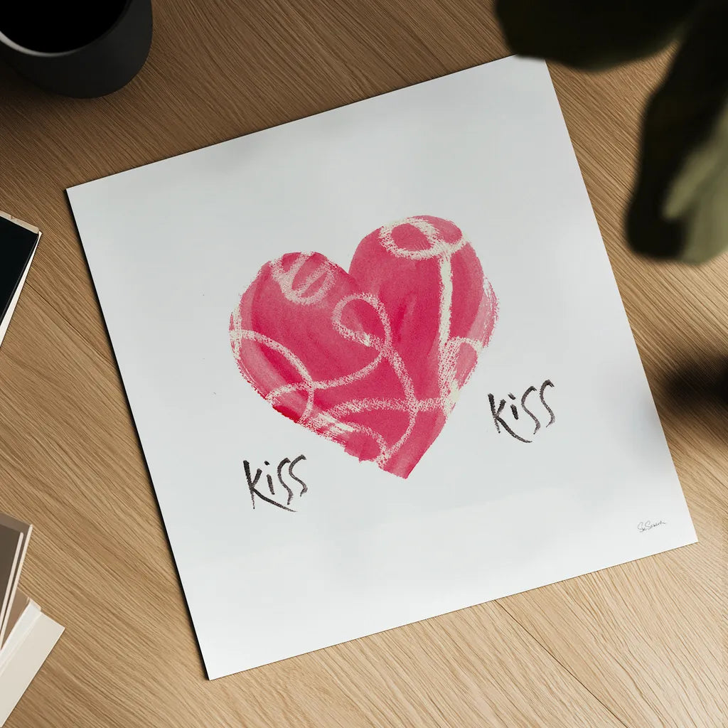 Kiss Kiss by Sue Schlabach. Shown as a detailed flat fine art print, highlighting archival giclee quality. Available as an archival giclee rolled canvas, fine art paper, or poster print. SKU 49993a.