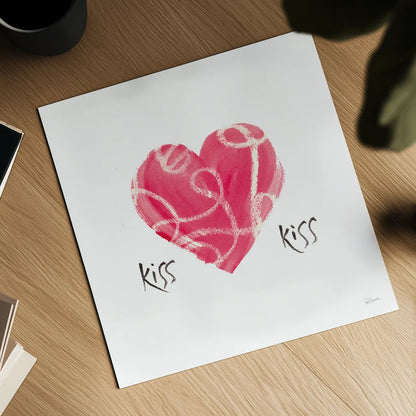 Kiss Kiss by Sue Schlabach. Shown as a detailed flat fine art print, highlighting archival giclee quality. Available as an archival giclee rolled canvas, fine art paper, or poster print. SKU 49993a.