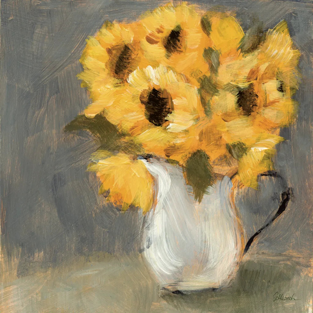 Kitchen Sunflowers Charcoal by Sue Schlabach. SKU 83756a. Archival Giclee Fine art print for wall decor.