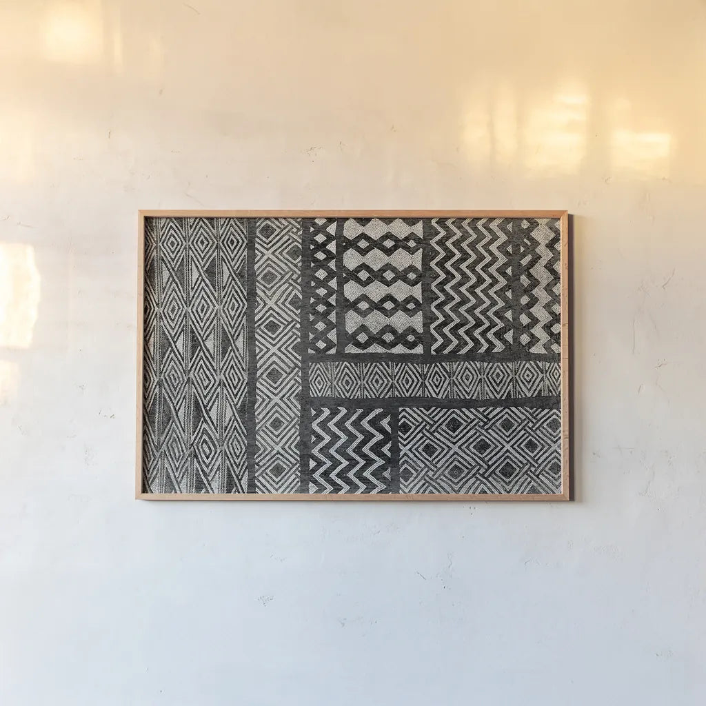 Kuba Abstract BW by Sue Schlabach. shown as a paper print in a natural frame. Available as a archival giclee rolled canvas, fine art paper, or poster print. SKU 32126i.