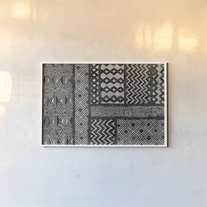 Kuba Abstract BW by Sue Schlabach. shown as a paper print in a white frame. Available as a archival giclee rolled canvas, fine art paper, or poster print. SKU 32126i.