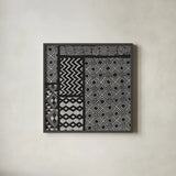 Kuba Abstract I BW by Sue Schlabach. Shown in a sleek black glass frame for a contemporary gallery look. Available as an archival giclee rolled canvas, fine art paper, or poster print. SKU 32132a.
