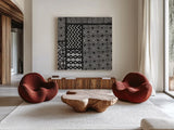 Kuba Abstract I BW by Sue Schlabach. Shown as extra-large giant wall art in a modern living room. Available as an archival giclee rolled canvas, fine art paper, or poster print. SKU 32132a.