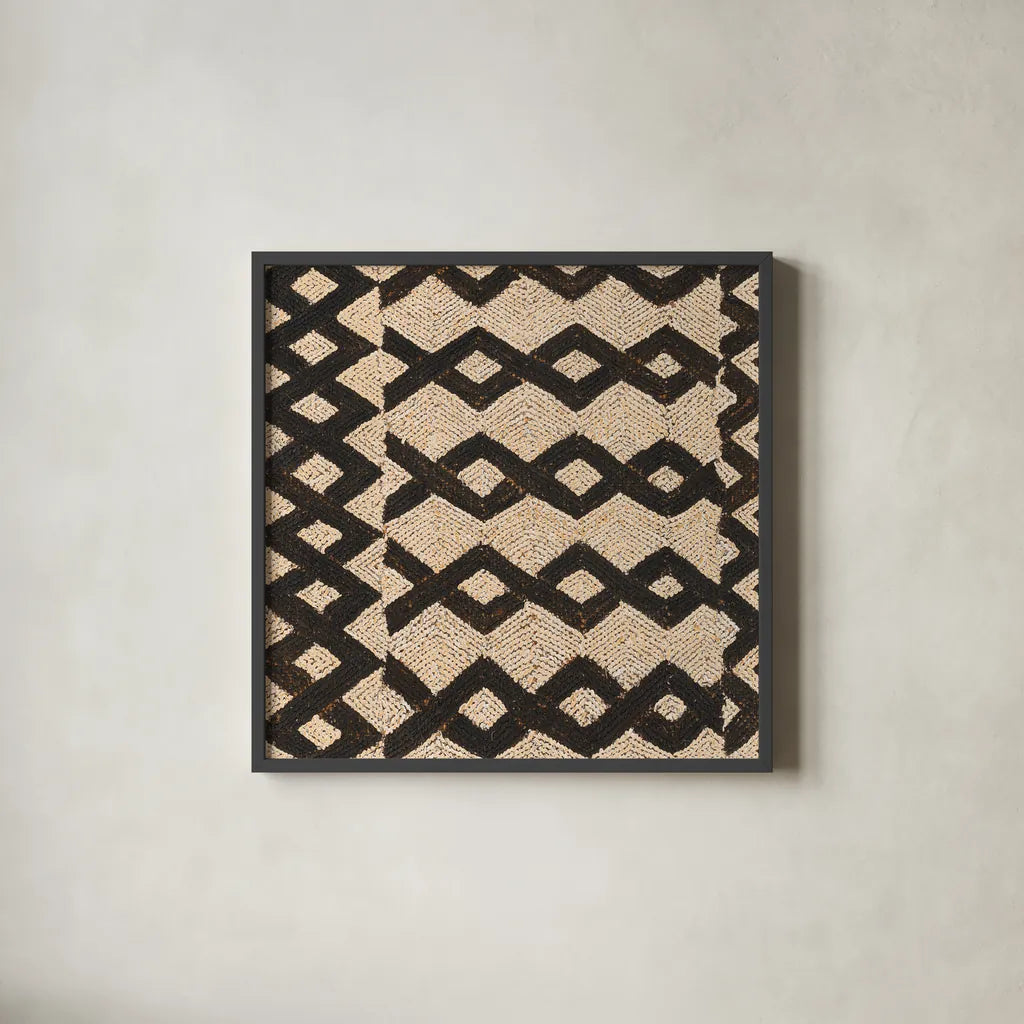 Kuba Abstract II by Sue Schlabach. Shown in a sleek black glass frame for a contemporary gallery look. Available as an archival giclee rolled canvas, fine art paper, or poster print. SKU 67706a.