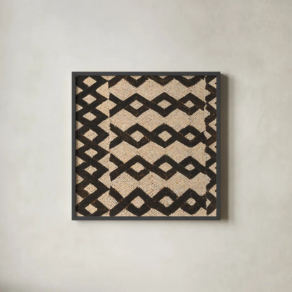 Kuba Abstract II by Sue Schlabach. Shown in a sleek black glass frame for a contemporary gallery look. Available as an archival giclee rolled canvas, fine art paper, or poster print. SKU 67706a.