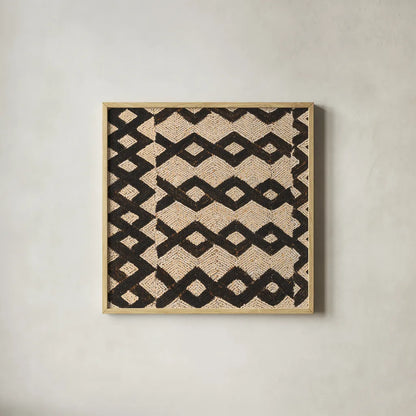 Kuba Abstract II by Sue Schlabach. Shown in a natural wood glass frame for a timeless modern aesthetic. Available as an archival giclee rolled canvas, fine art paper, or poster print. SKU 67706a.