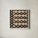 Kuba Abstract II by Sue Schlabach. Shown in a crisp white glass frame for a clean and minimalist style. Available as an archival giclee rolled canvas, fine art paper, or poster print. SKU 67706a.