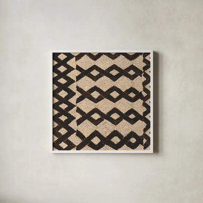 Kuba Abstract II by Sue Schlabach. Shown in a crisp white glass frame for a clean and minimalist style. Available as an archival giclee rolled canvas, fine art paper, or poster print. SKU 67706a.