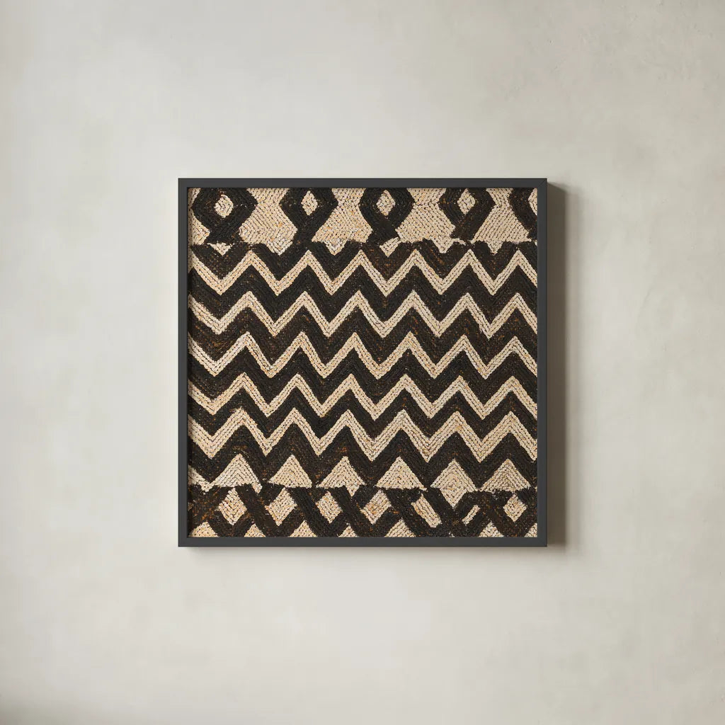 Kuba Abstract III by Sue Schlabach. Shown in a sleek black glass frame for a contemporary gallery look. Available as an archival giclee rolled canvas, fine art paper, or poster print. SKU 67770a.