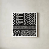 Kuba Abstract III BW by Sue Schlabach. Shown in a crisp white glass frame for a clean and minimalist style. Available as an archival giclee rolled canvas, fine art paper, or poster print. SKU 32134a.