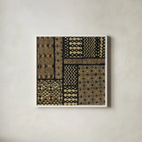 Kuba Abstract Square by Sue Schlabach. Shown in a crisp white glass frame for a clean and minimalist style. Available as an archival giclee rolled canvas, fine art paper, or poster print. SKU 44656a.