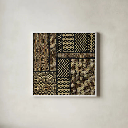 Kuba Abstract Square by Sue Schlabach. Shown in a crisp white glass frame for a clean and minimalist style. Available as an archival giclee rolled canvas, fine art paper, or poster print. SKU 44656a.