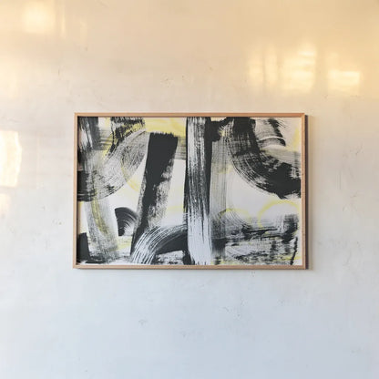 LPs in 33 Light Yellow by Sue Schlabach. shown as a paper print in a natural frame. Available as a archival giclee rolled canvas, fine art paper, or poster print. SKU 30332i.